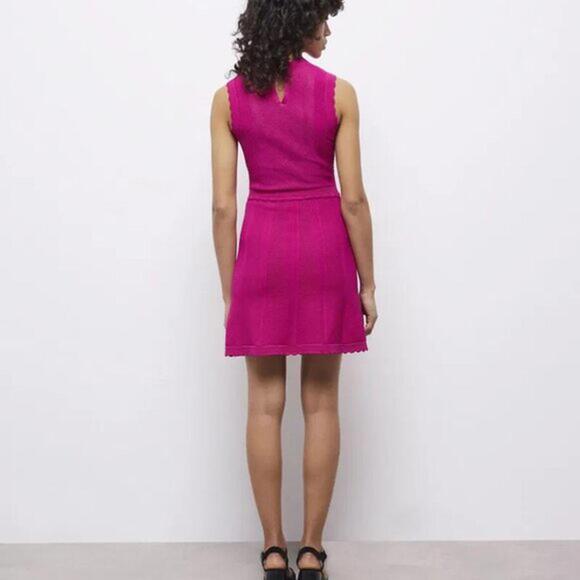 The Kooples Pink Knit Mini Dress Size 2 (US M 6) Sleeveless Bodycon NWT - Picture 2 of 7